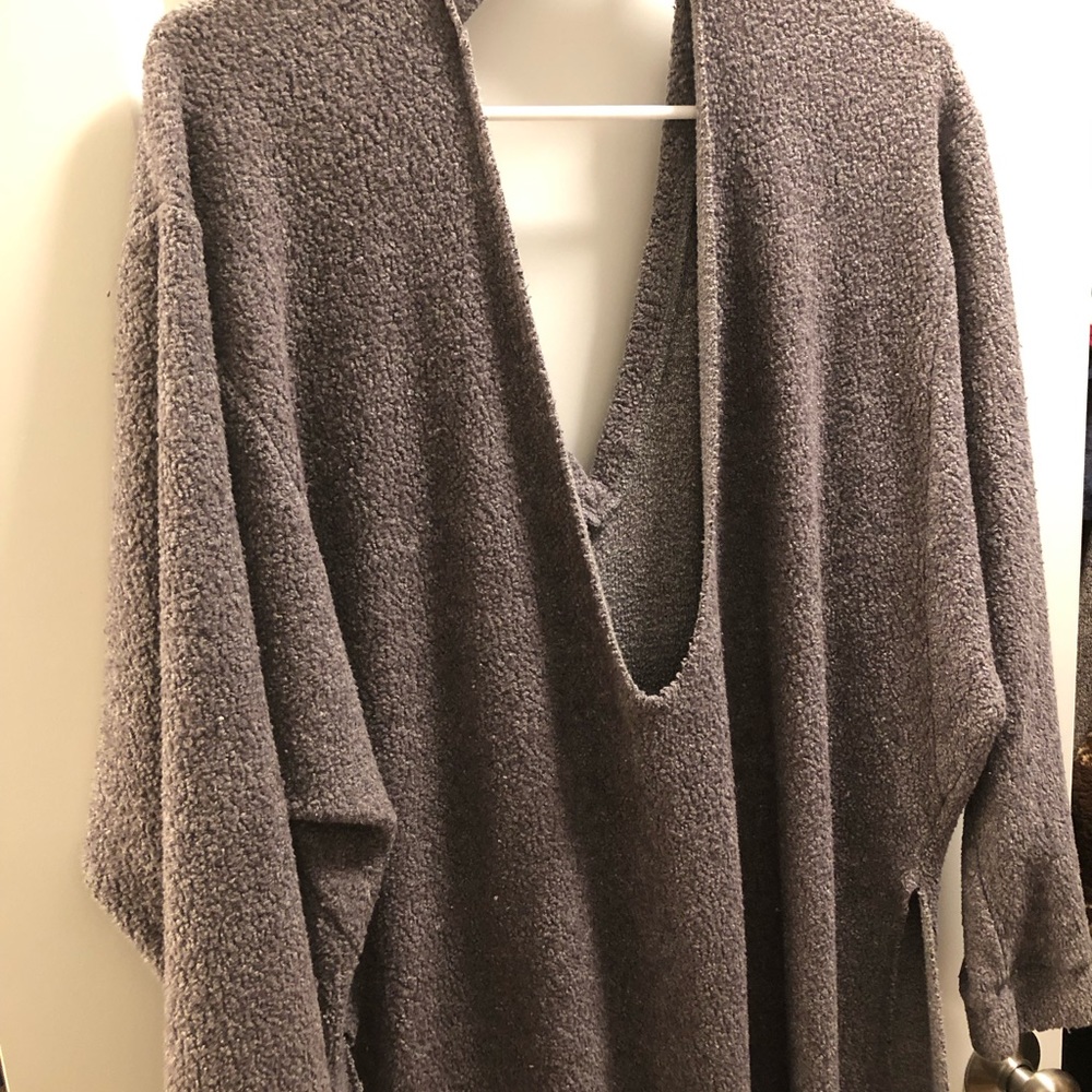 L FP Beach Grey Plush Sweater Dress - Picture 5 of 7